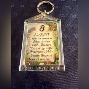 August 8th Birthday Keychain, Fun Facts, Perfectionist, Family, Clear Acrylic